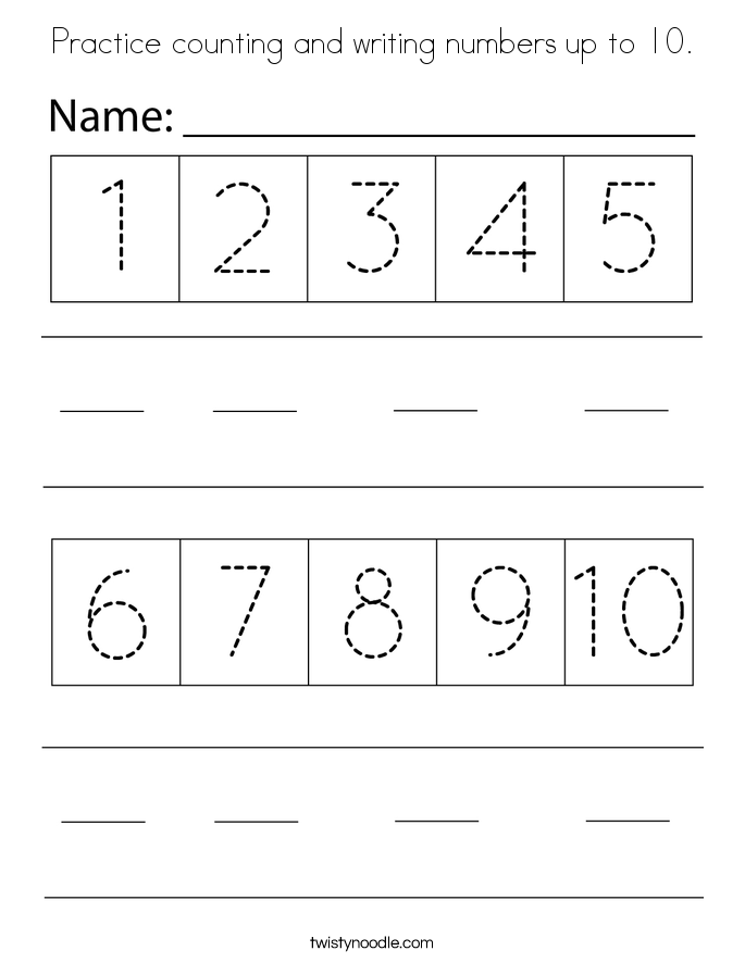 Practice counting and writing numbers up to 10. Coloring Page