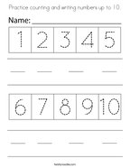Practice counting and writing numbers up to 10 Coloring Page
