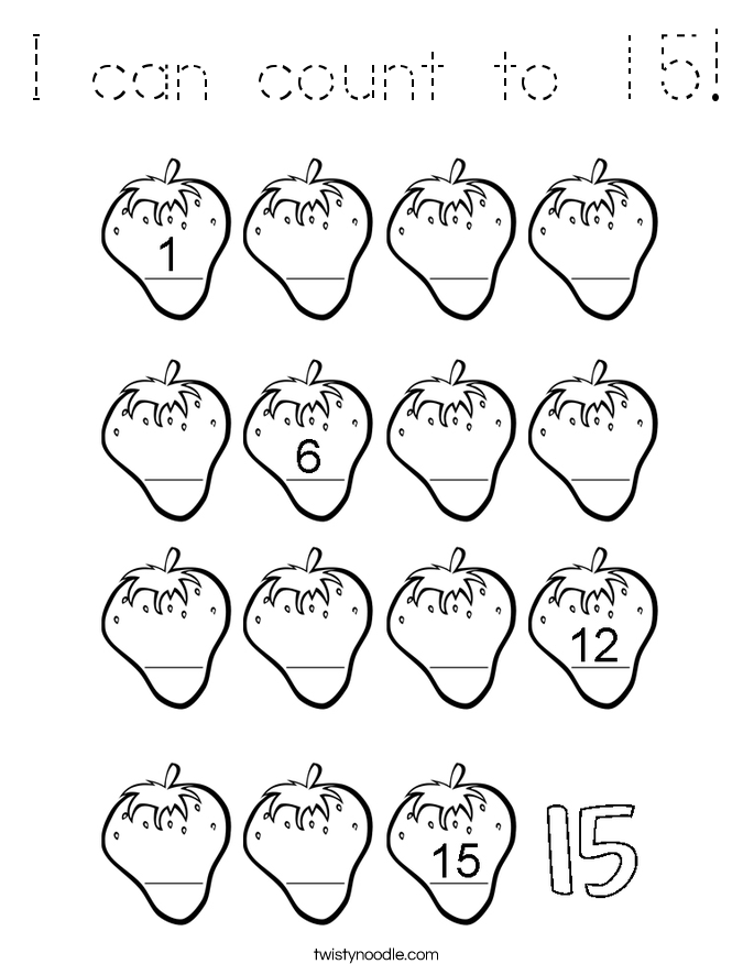 I can count to 15! Coloring Page