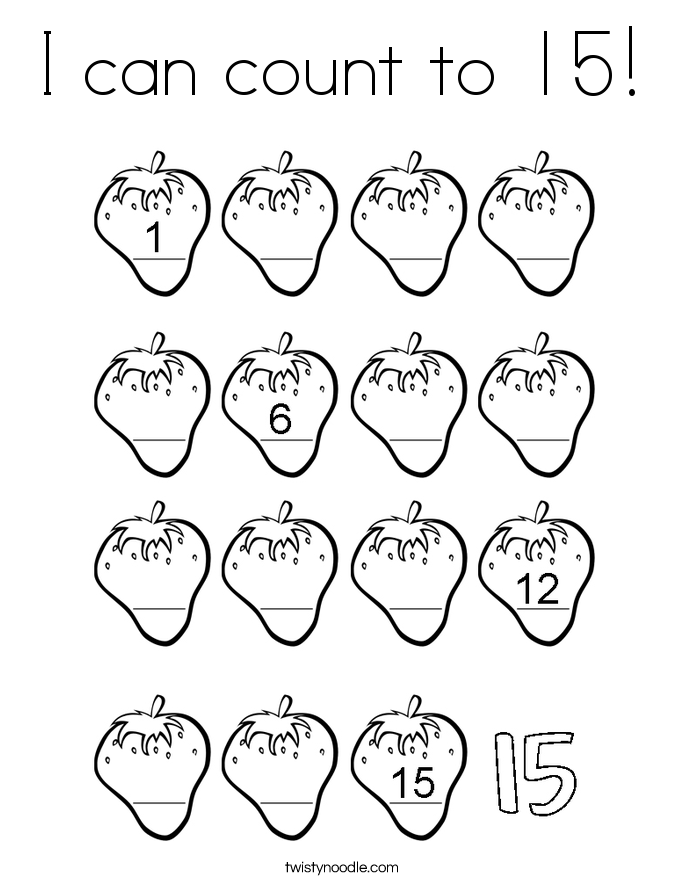 I can count to 15! Coloring Page
