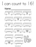 I can count to 16 Coloring Page