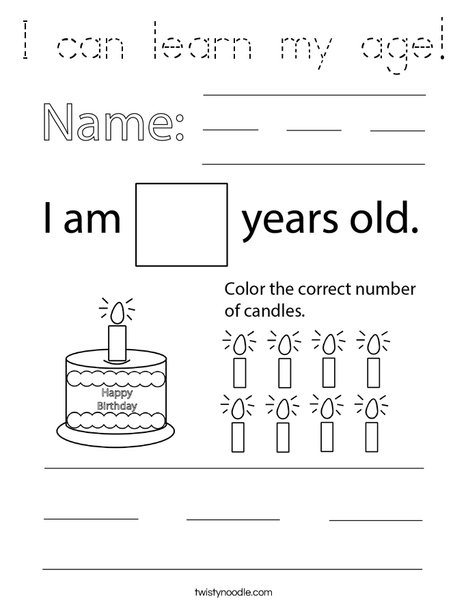 I can learn my age! Coloring Page