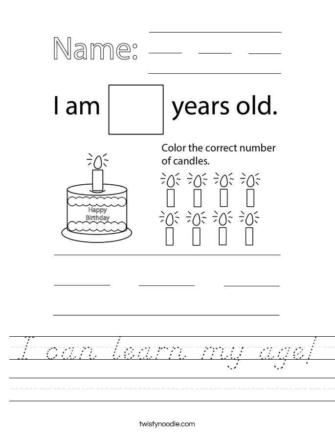 I can learn my age! Worksheet