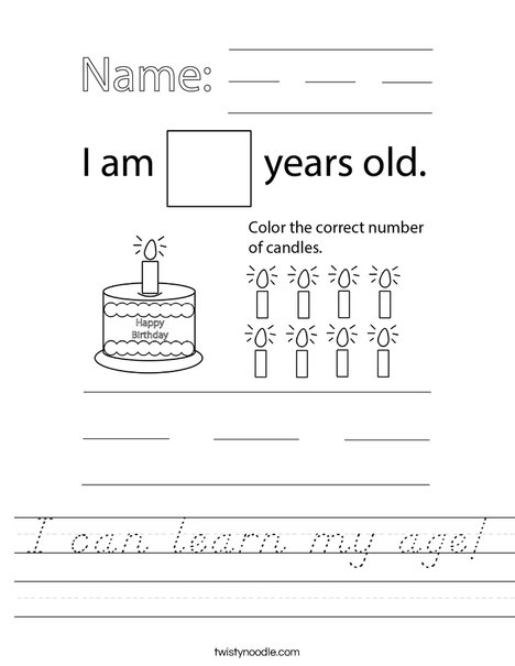 I can learn my age! Worksheet