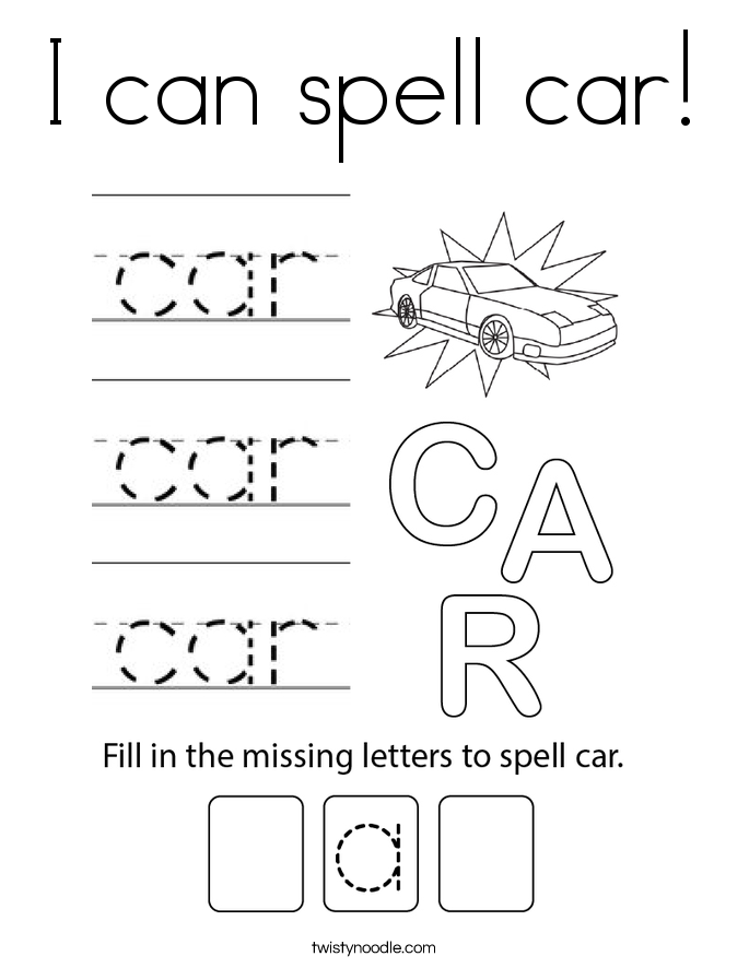 I can spell car! Coloring Page
