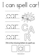 I can spell car Coloring Page