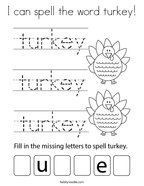 I can spell the word turkey Coloring Page