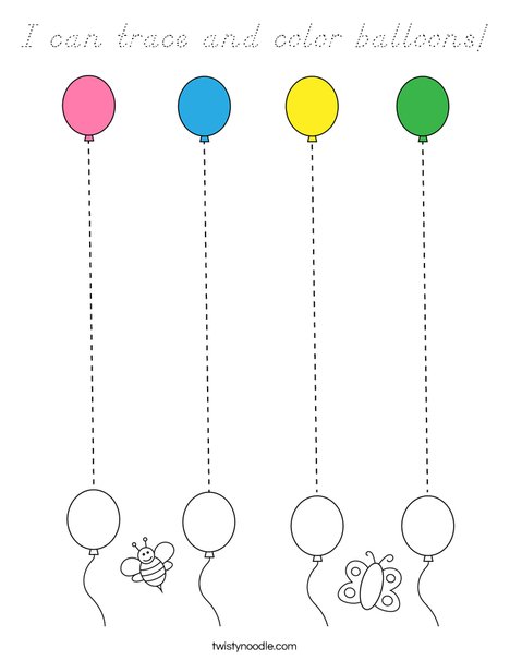 I can trace and color balloons! Coloring Page