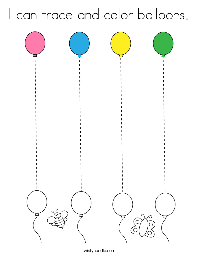 I can trace and color balloons! Coloring Page