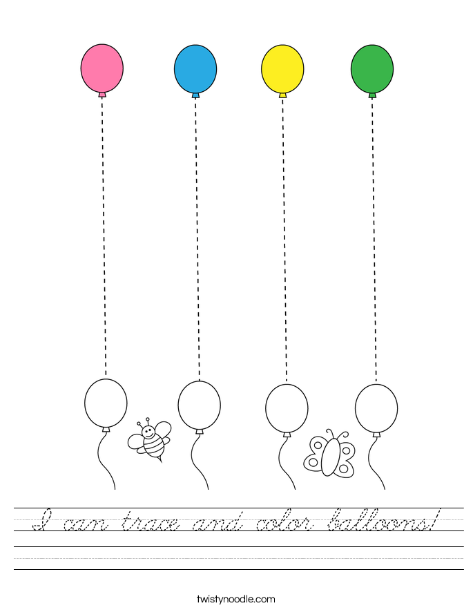 I can trace and color balloons! Worksheet