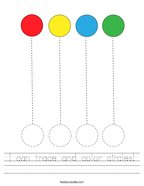 I can trace and color circles Handwriting Sheet