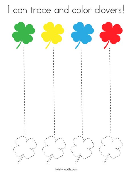 I can trace and color clovers! Coloring Page