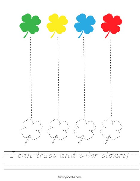 I can trace and color clovers! Worksheet