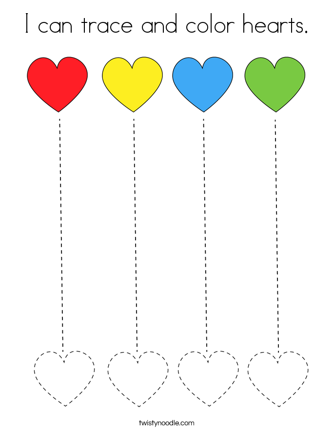 I can trace and color hearts. Coloring Page