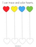 I can trace and color hearts Coloring Page