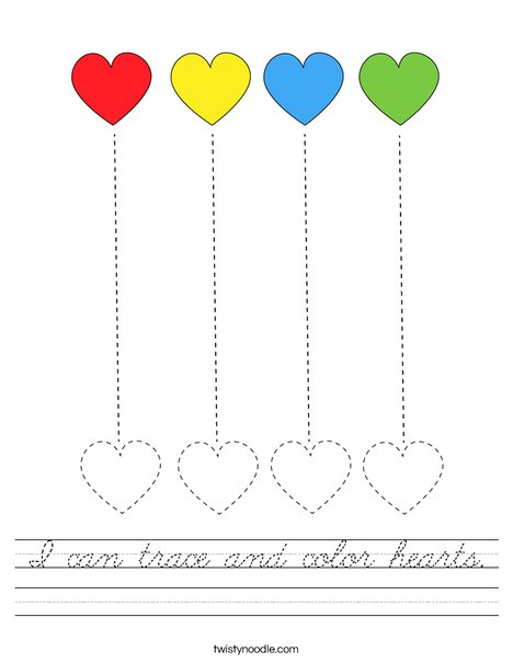 I can trace and color hearts! Worksheet