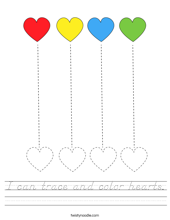I can trace and color hearts. Worksheet