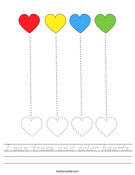 I can trace and color hearts! Worksheet