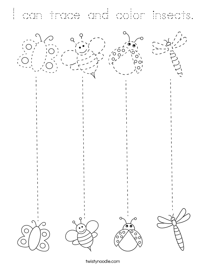 I can trace and color insects. Coloring Page