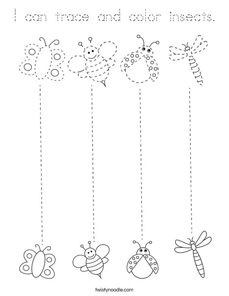I can trace and color insects. Coloring Page