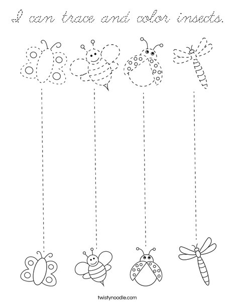I can trace and color insects. Coloring Page