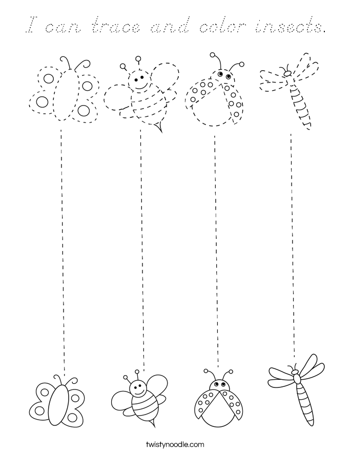 I can trace and color insects. Coloring Page