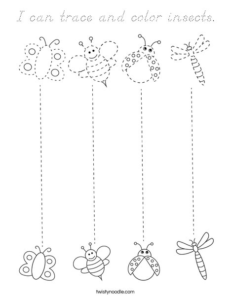 I can trace and color insects. Coloring Page