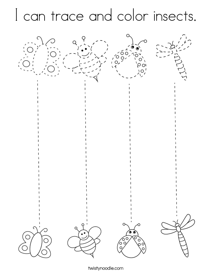I can trace and color insects. Coloring Page