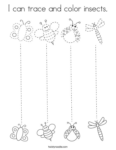 I can trace and color insects. Coloring Page