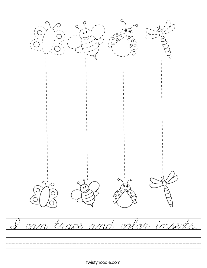 I can trace and color insects. Worksheet