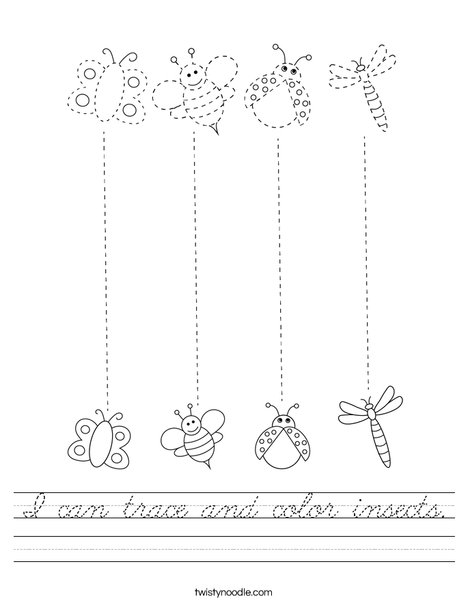 I can trace and color insects. Worksheet