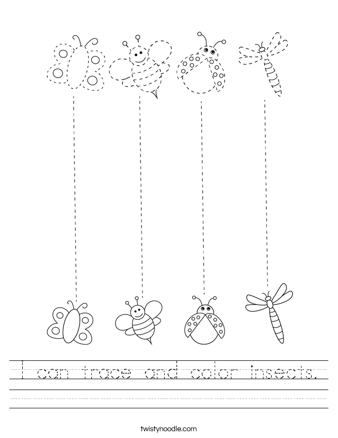 I can trace and color insects. Worksheet