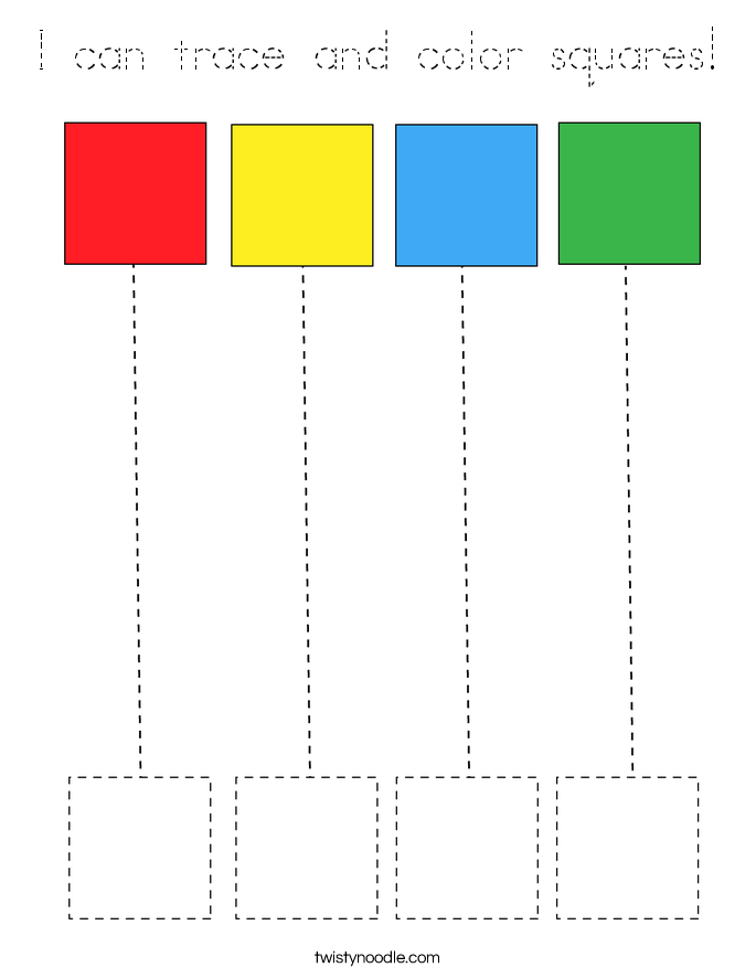 I can trace and color squares! Coloring Page