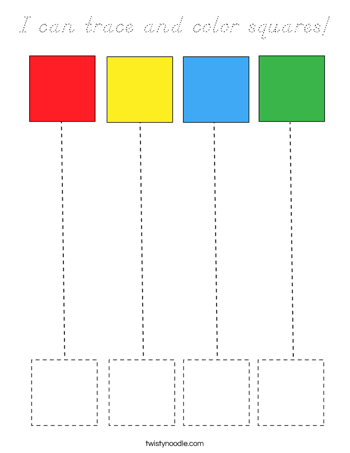 I can trace and color squares! Coloring Page