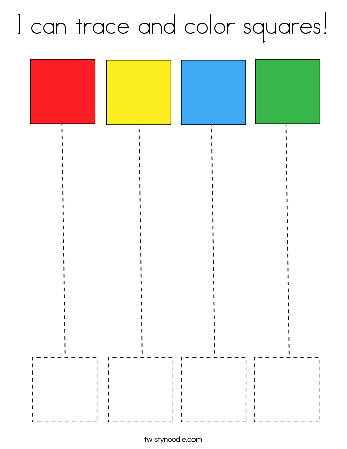 I Can Trace And Color Squares Coloring Page Twisty Noodle I Can Trace And Color Squares Coloring Page Twisty Noodle