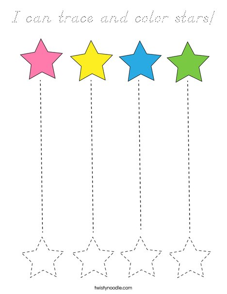 I can trace and color stars! Coloring Page