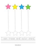 I can trace and color stars Handwriting Sheet