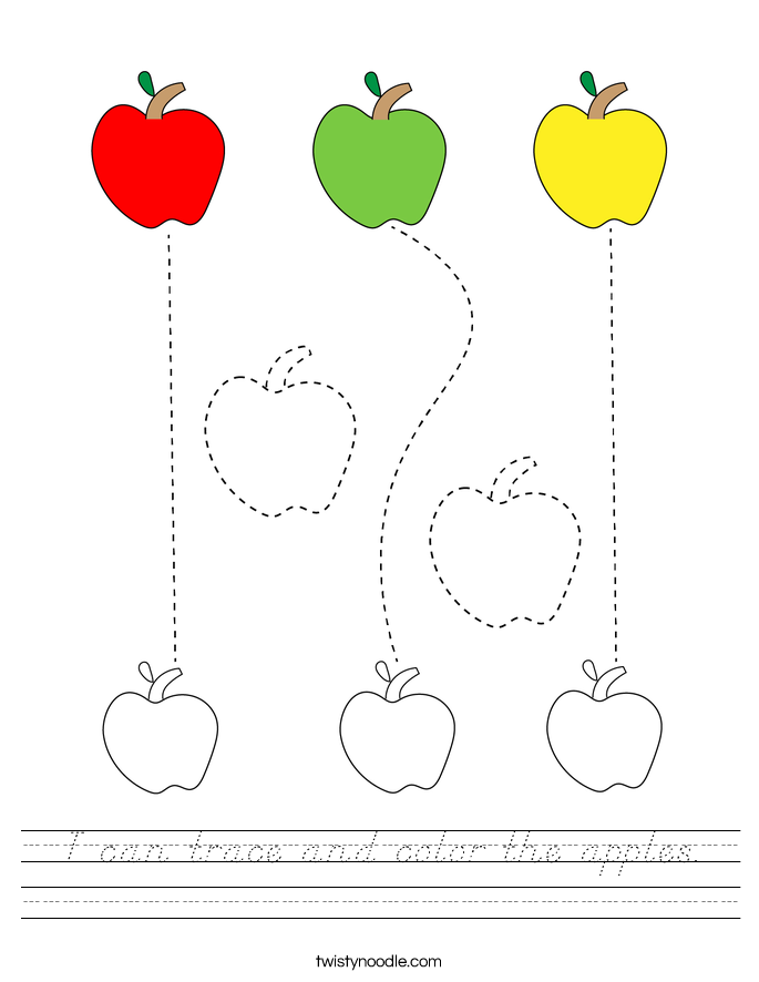 I can trace and color the apples. Worksheet