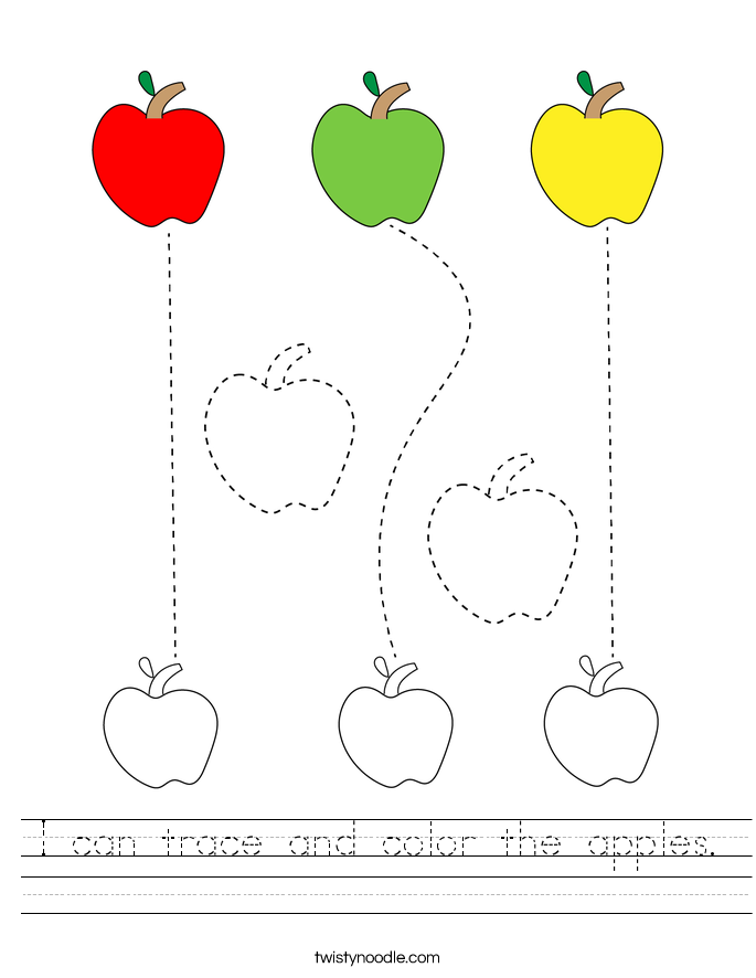 I can trace and color the apples. Worksheet