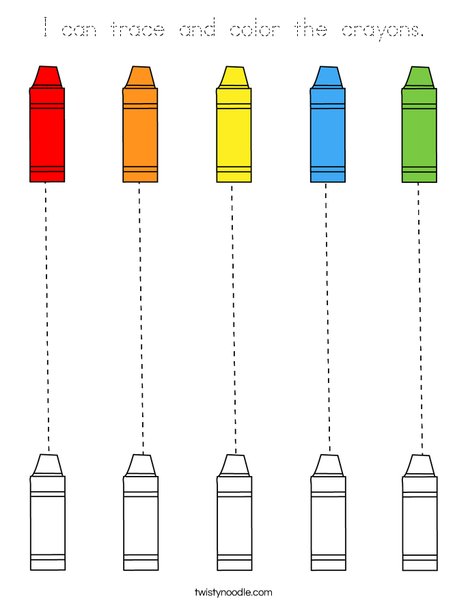 I can trace and color the crayons! Coloring Page