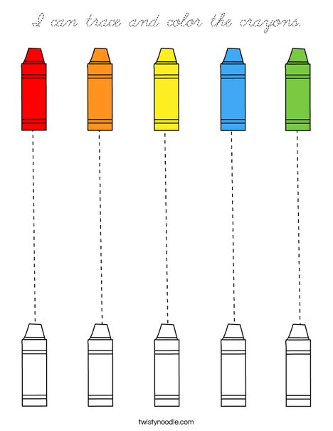 I can trace and color the crayons! Coloring Page