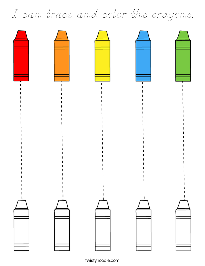 I can trace and color the crayons. Coloring Page