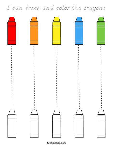 I can trace and color the crayons! Coloring Page