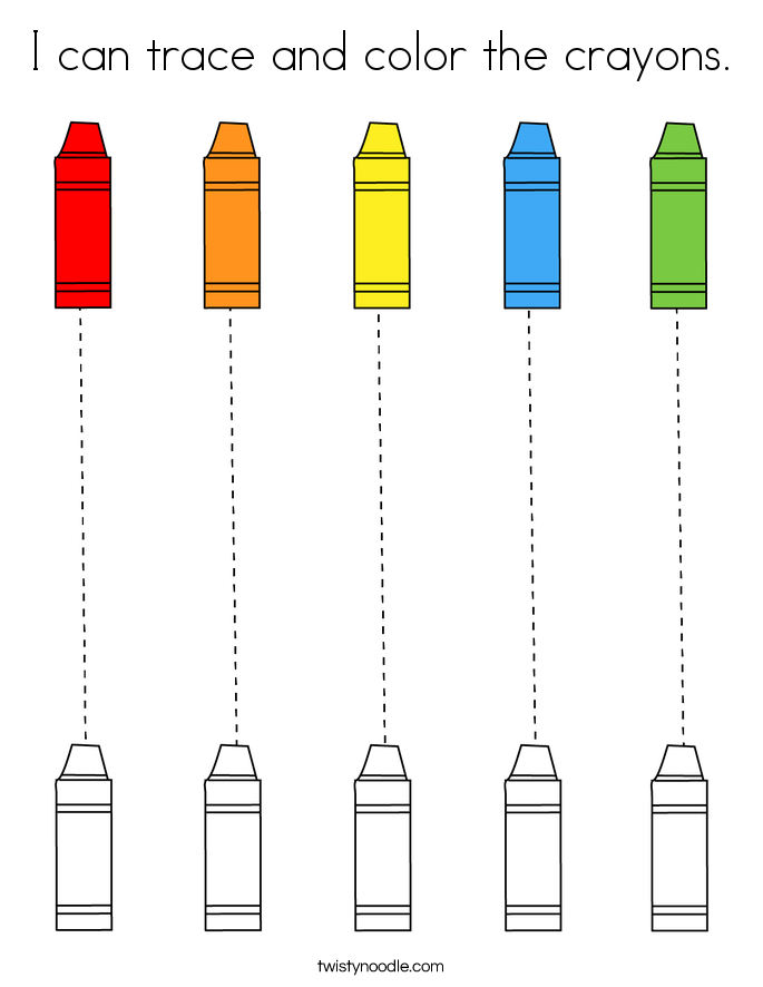 I can trace and color the crayons. Coloring Page