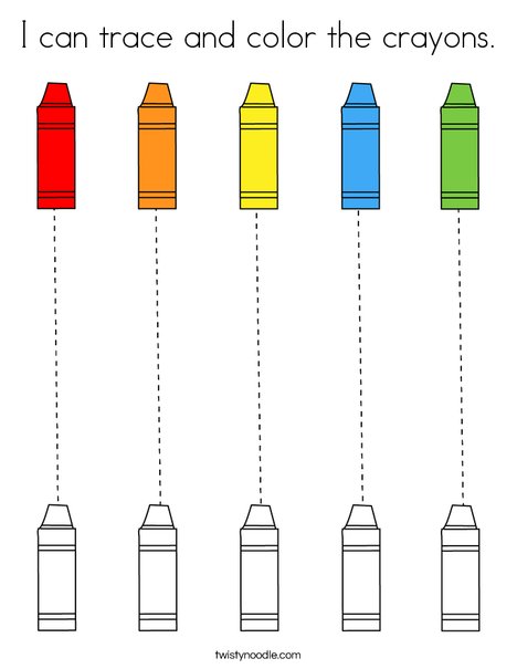 I can trace and color the crayons! Coloring Page