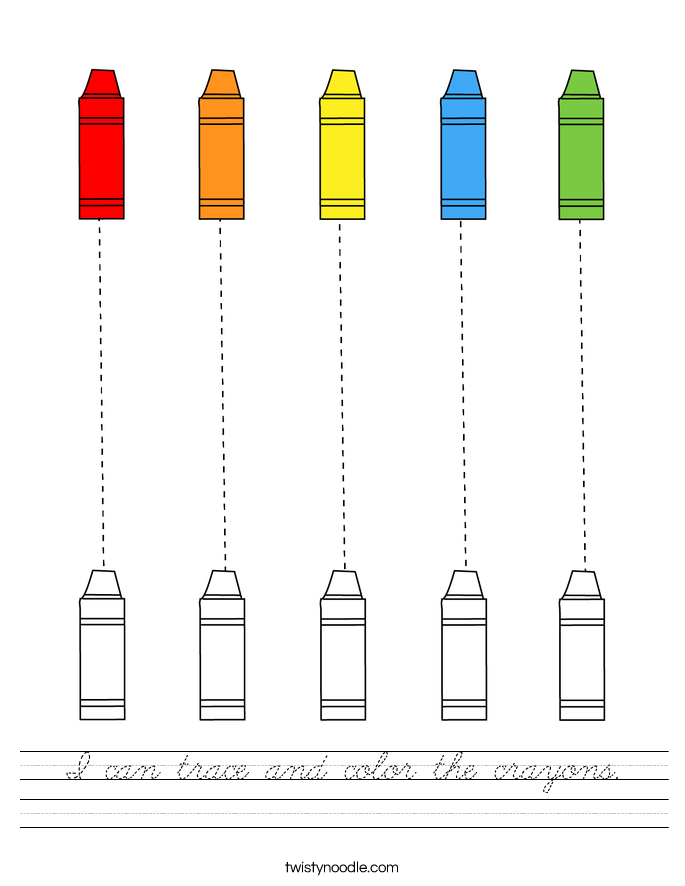 I can trace and color the crayons. Worksheet