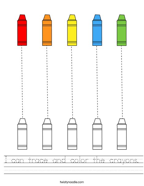 I can trace and color the crayons! Worksheet