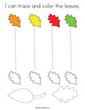 I can trace and color the leaves Coloring Page