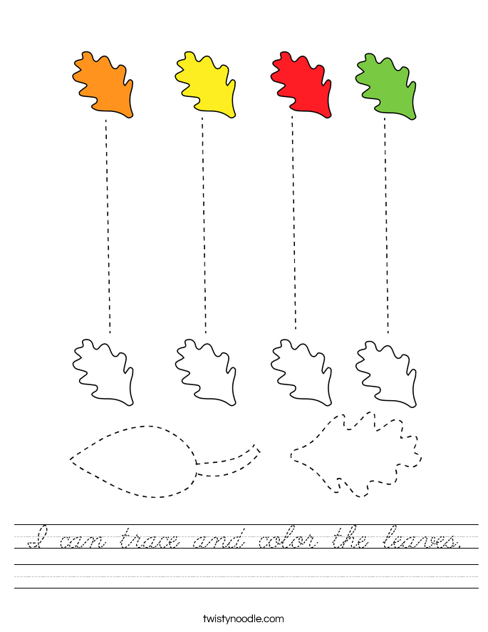 I can trace and color the leaves. Worksheet