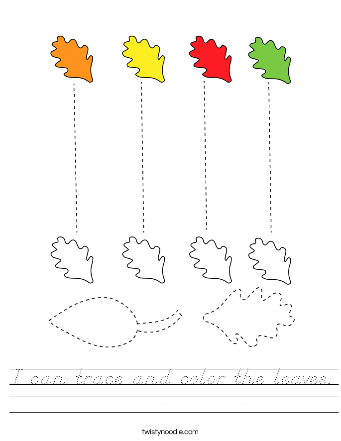I can trace and color the leaves. Worksheet
